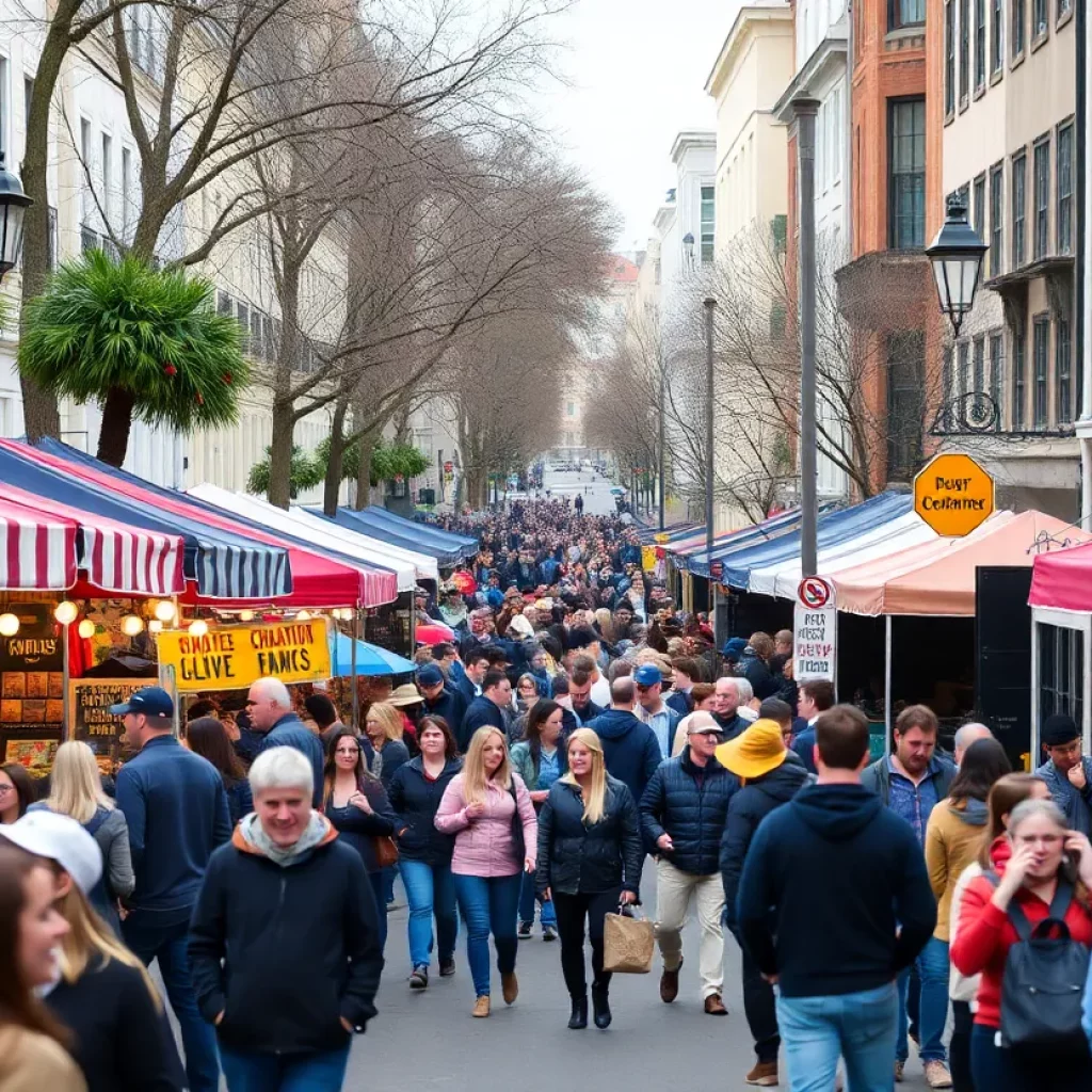 Crowd enjoying January events in Charleston, SC