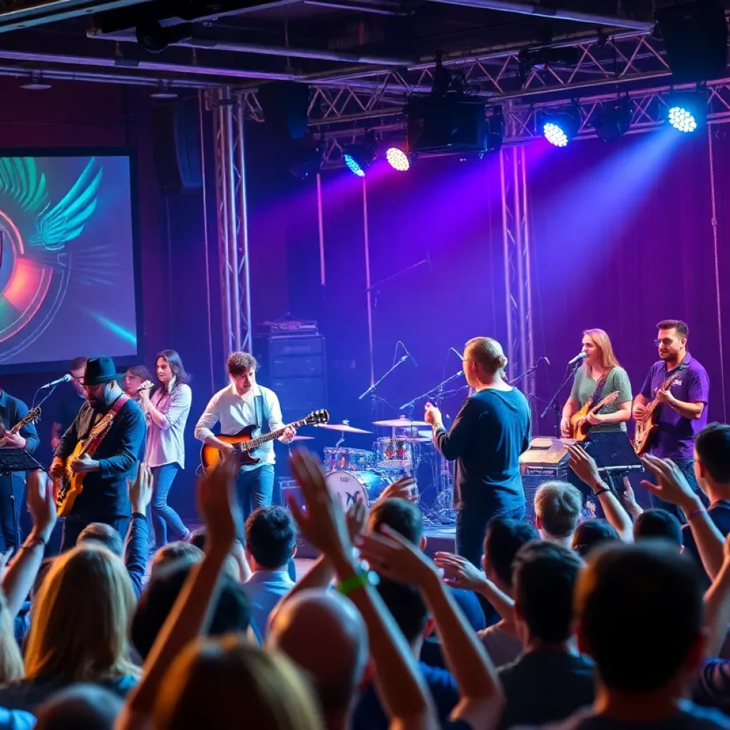 A lively concert scene in Charleston featuring a crowd enjoying live music.