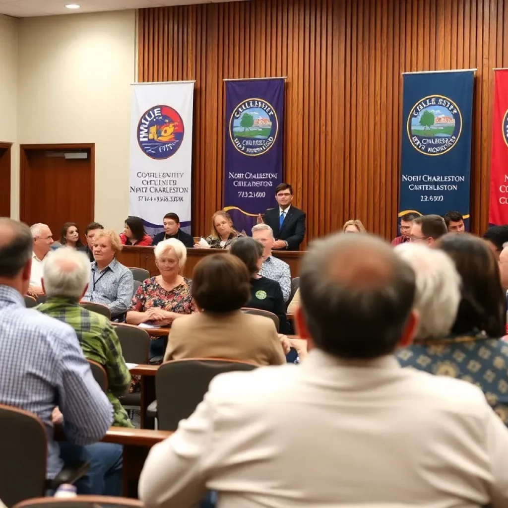 Mayor addressing residents during the State of the City meeting in North Charleston