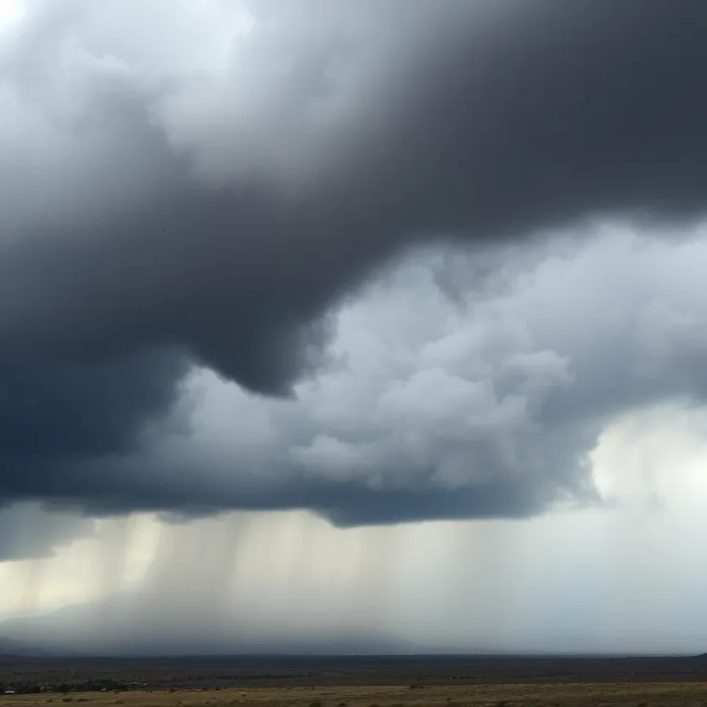 Dark clouds gathering over Southern California before rainfall