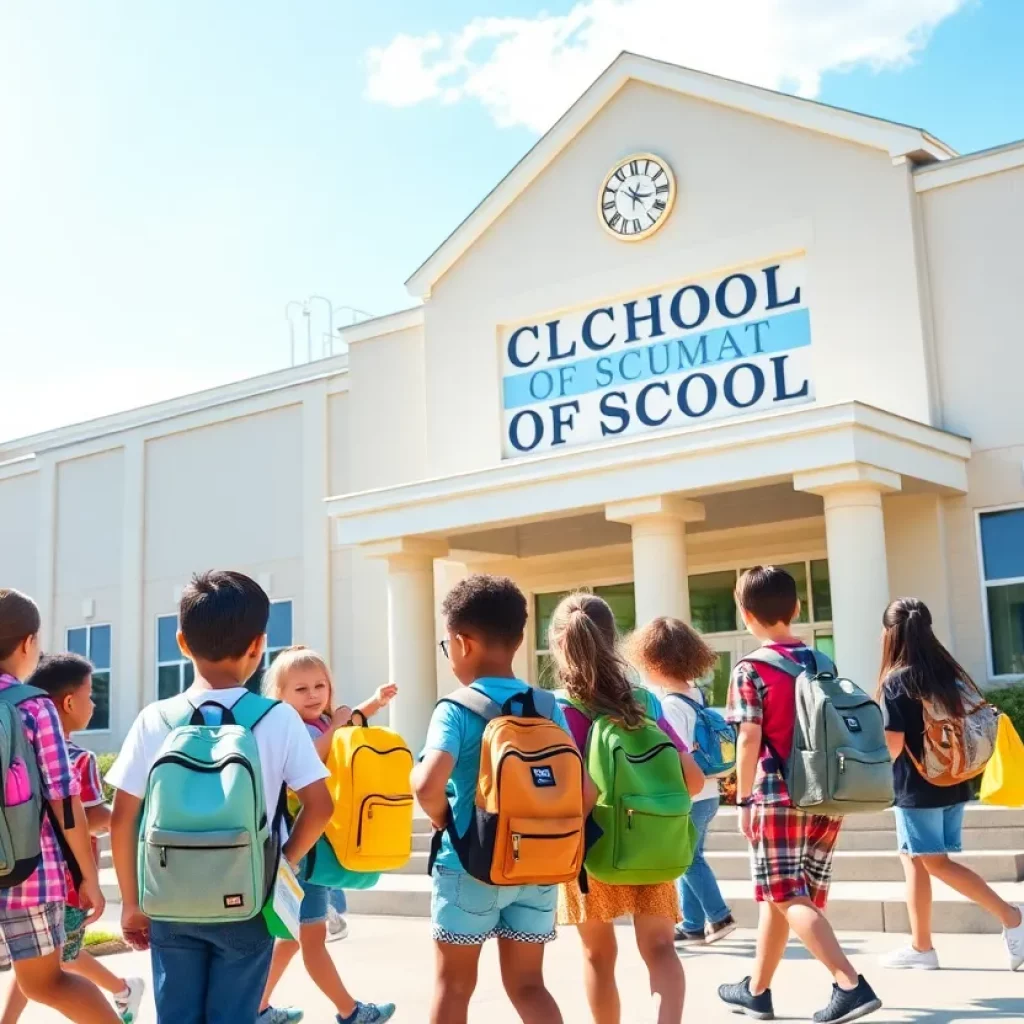 Students arriving at a Charleston County school