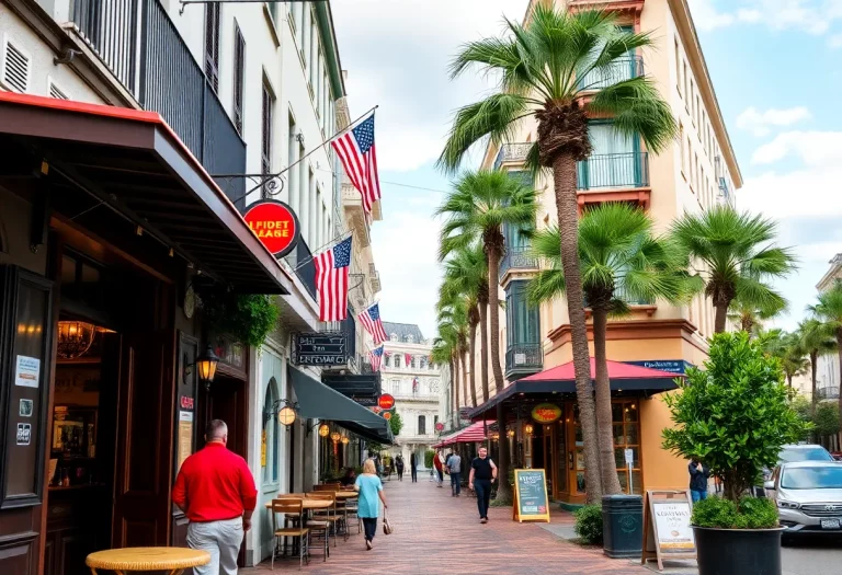 A lively bar scene in Charleston, South Carolina.