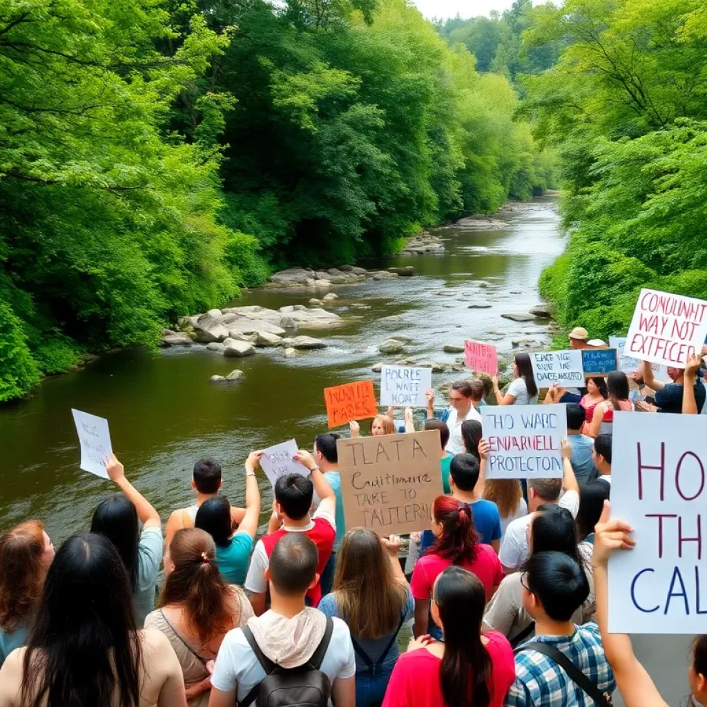 Community members rallying for the protection of the Ashley River