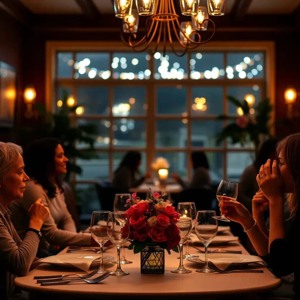 Couples celebrating Valentine's Day in a Charleston restaurant