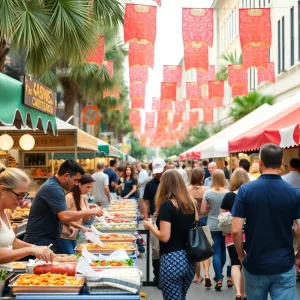 Crowd enjoying food and drinks at the Charleston Wine + Food Festival 2023