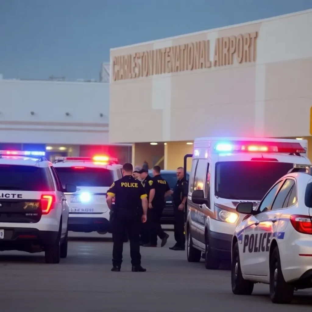 Police response at Charleston International Airport after a bomb threat