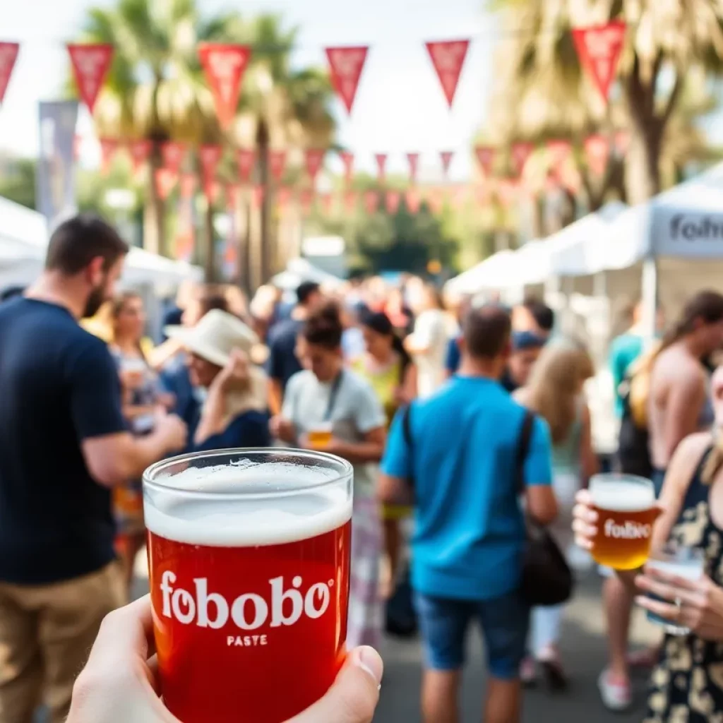 Festival attendees enjoying craft beers at the Charleston Wine + Food Festival