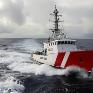 Coast Guard cutter conducting a drug bust at sea