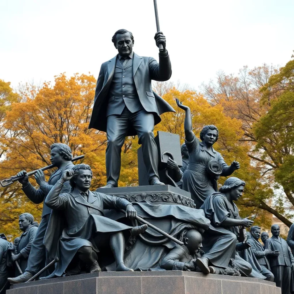 Statue representing John C. Calhoun in a park setting.