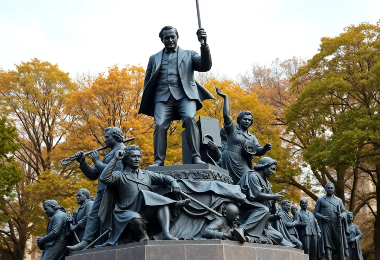 Statue representing John C. Calhoun in a park setting.