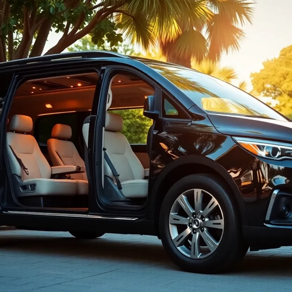 A luxury vehicle in Charleston with a beautiful backdrop