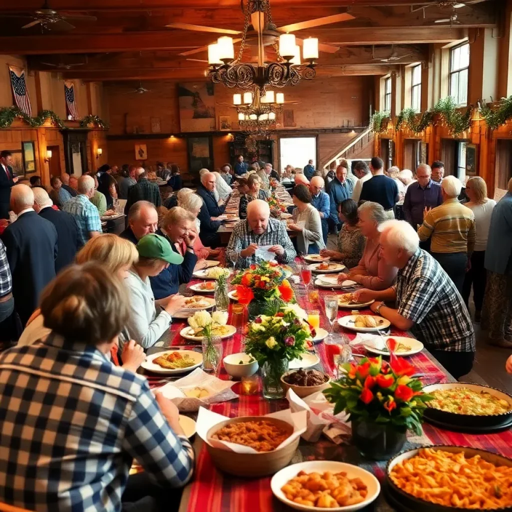 People gathering to celebrate the life of Nathalie Dupree with Southern cuisine.